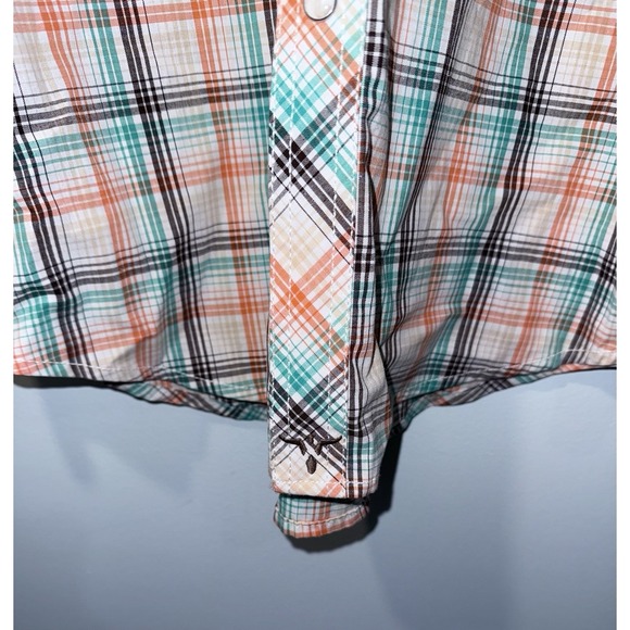 WRANGLER Men's 20X Competition Western Cowboy Plaid Pearl Snap Button Size L - Picture 5 of 6